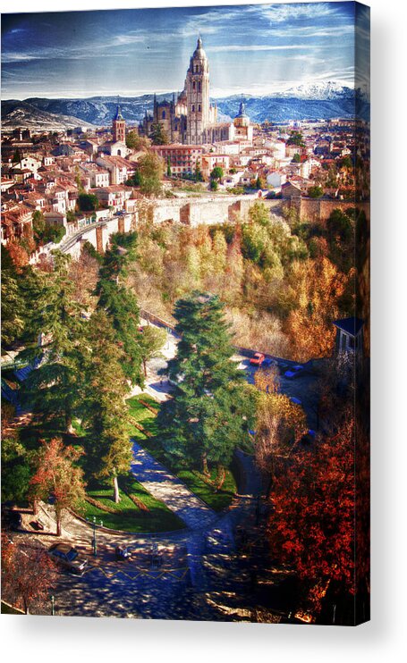 Segovia Acrylic Print featuring the photograph Segovia's Cathedral from The Alcazar by Levin Rodriguez