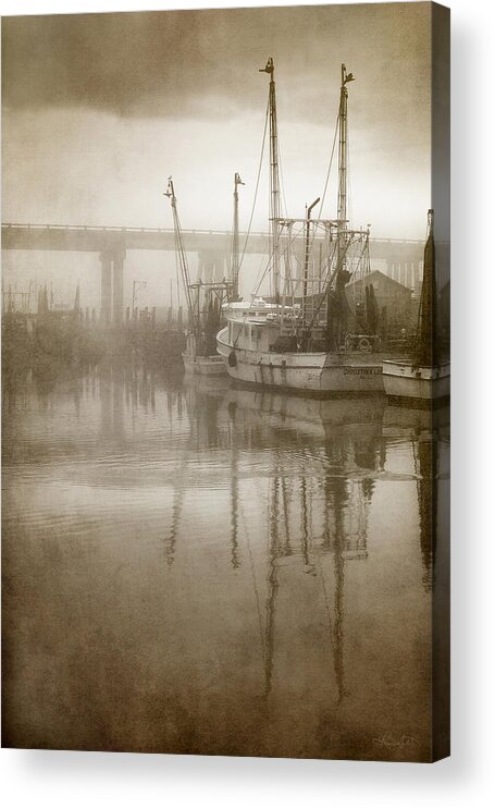 Shrimp Acrylic Print featuring the photograph Shrimp Boats in the Fog by Renee Sullivan