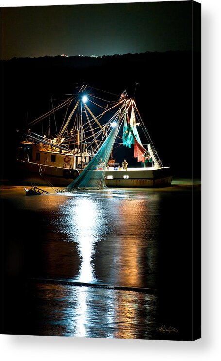 Georgia Acrylic Print featuring the photograph Shrimping Tybee Style by Renee Sullivan