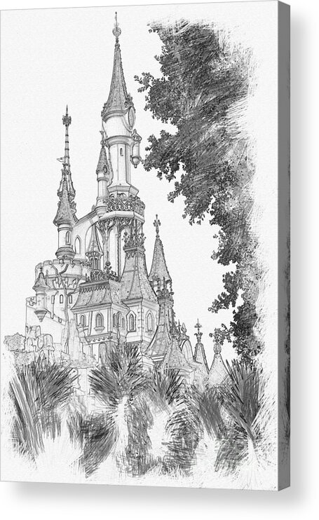 Disney Acrylic Print featuring the digital art Sleeping Beauty Castle by Roger Lighterness