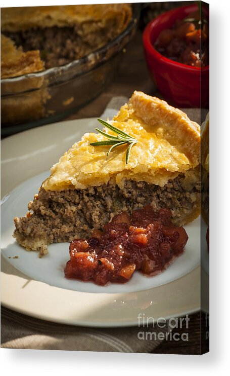 Meat Acrylic Print featuring the photograph Slice of Tourtiere meat pie close up by Elena Elisseeva