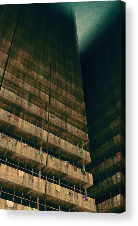 Apartments Acrylic Print featuring the digital art Slums of Metropolis by Matthew Lindley