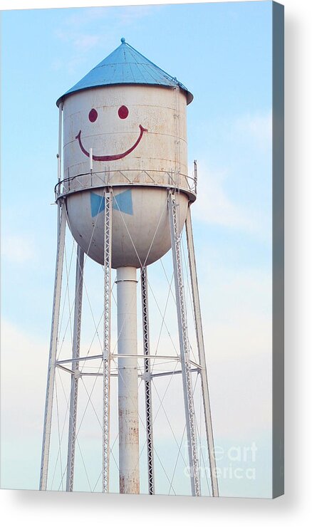Landmark Acrylic Print featuring the photograph Smiley the Water Tower by Steve Augustin