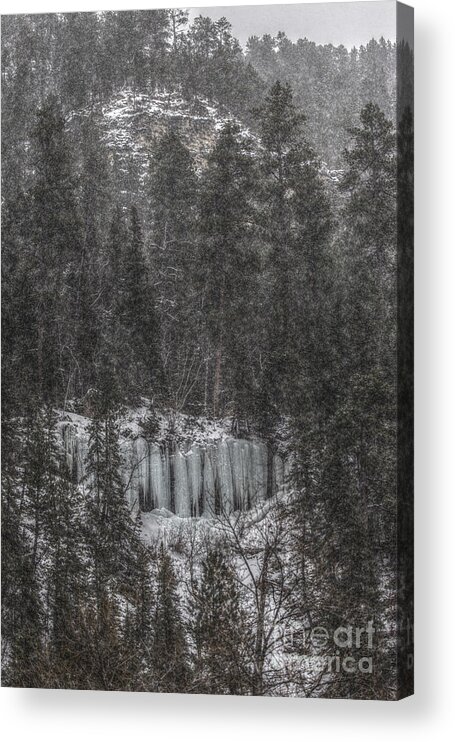 Nature Acrylic Print featuring the photograph The Snowy Cliffs Of Spearfish Canyon South Dakota by Steve Triplett