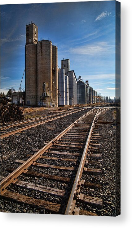 Spangle Acrylic Print featuring the photograph Spangle Grain Elevator Color by Paul DeRocker