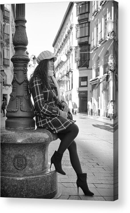 Girl Acrylic Print featuring the photograph Waiting in this Spanish street by Pablo Lopez