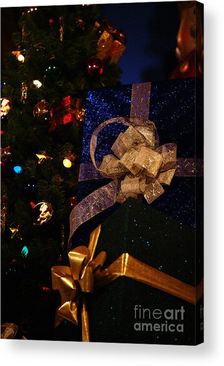 Christmas Acrylic Print featuring the photograph Sparkle Ribbon and Bows by Linda Shafer