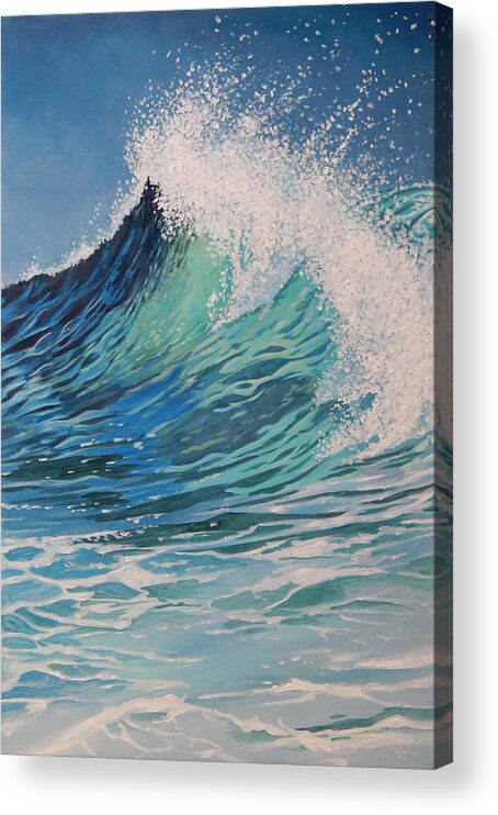 Wave Acrylic Print featuring the painting Sparkling Turquoise by Arie Van der Wijst