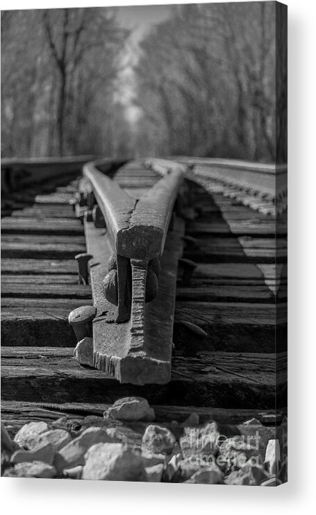 Black And White Acrylic Print featuring the photograph Split Track by Rick McKee