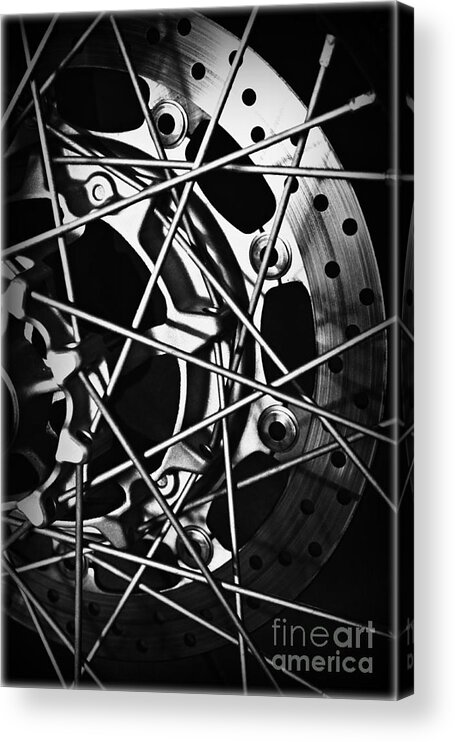 Motorbike Acrylic Print featuring the photograph Spokes by Clare Bevan