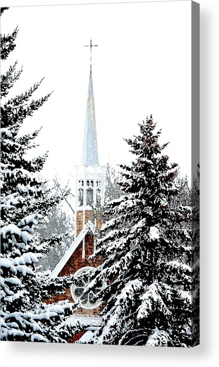 Steeple Acrylic Print featuring the photograph St Mary's With New Shingles by Darcy Dietrich