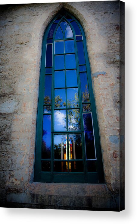 Church Acrylic Print featuring the photograph Stained glass Window in Window by Carole Hinding