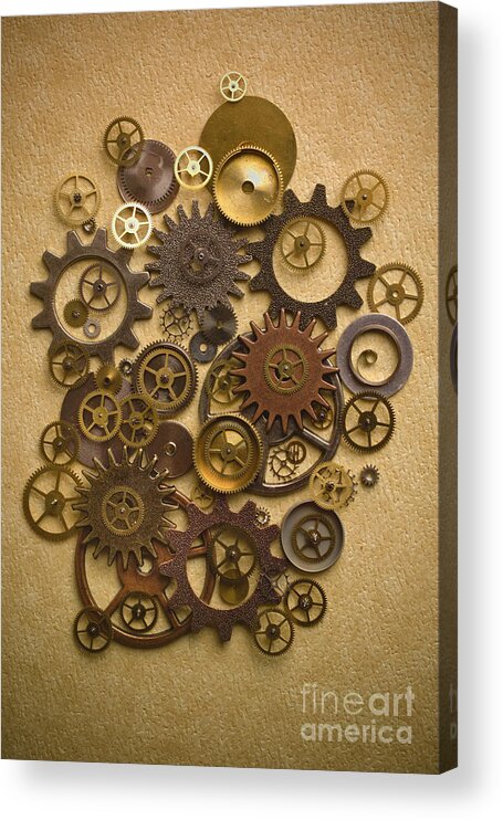 Gears Acrylic Print featuring the photograph Steampunk Gears by Diane Diederich