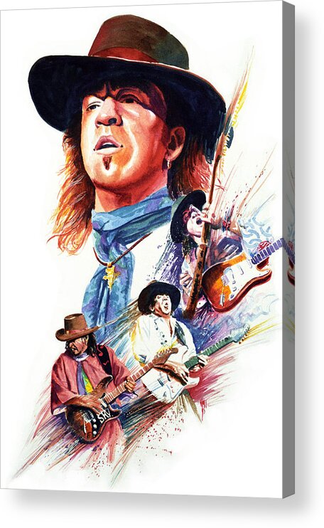 Guitarists Acrylic Print featuring the painting Stevie Ray Vaughn by Ken Meyer jr