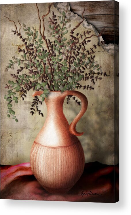 Pitcher Acrylic Print featuring the digital art Still Life I by April Moen
