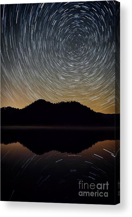 Star Trails Acrylic Print featuring the photograph Still water star trails by Anthony Heflin