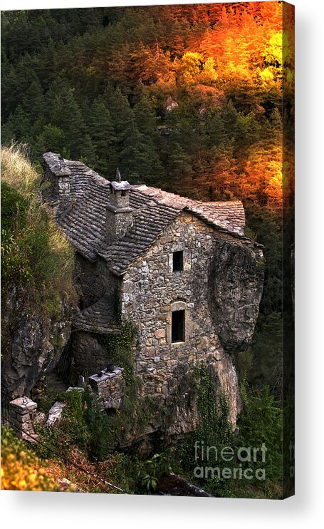 Heiko Acrylic Print featuring the photograph Stone House in the Jonte Canyon - France by Heiko Koehrer-Wagner