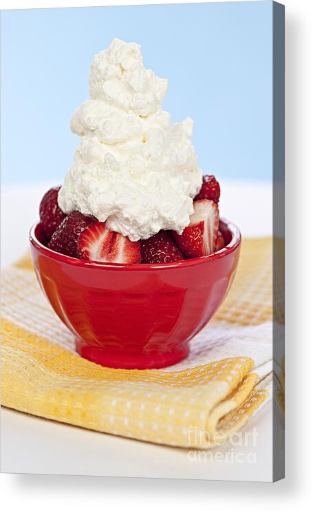 Strawberry Acrylic Print featuring the photograph Strawberries and cream by Elena Elisseeva