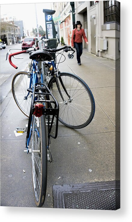 Street Scene Acrylic Print featuring the photograph Street Bikes Seattle by Cathy Anderson