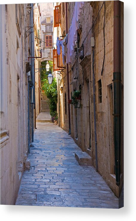 Narrow Acrylic Print featuring the photograph Street in Dubrovnik by Alexey Stiop