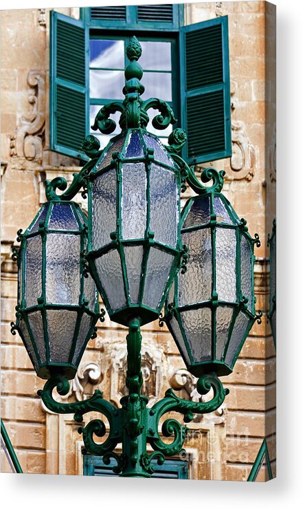 Street Lamp Acrylic Print featuring the photograph Street Lamp In Malta by Tim Holt