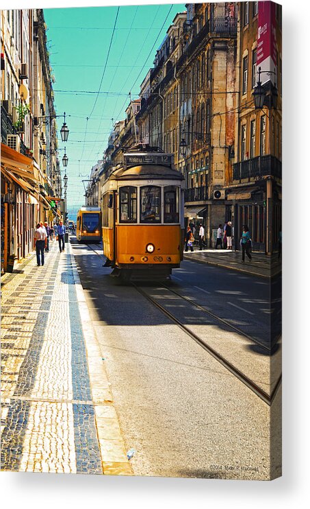 Streetcar Acrylic Print featuring the photograph Streetcar - Oporto by Mary Machare