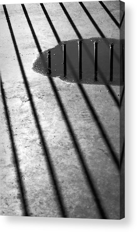 Black And White Acrylic Print featuring the photograph Stripes and reflections 2 by Arkady Kunysz