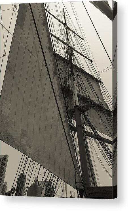 Sail Acrylic Print featuring the photograph Suare and Triangle Black and White Sepia by Scott Campbell