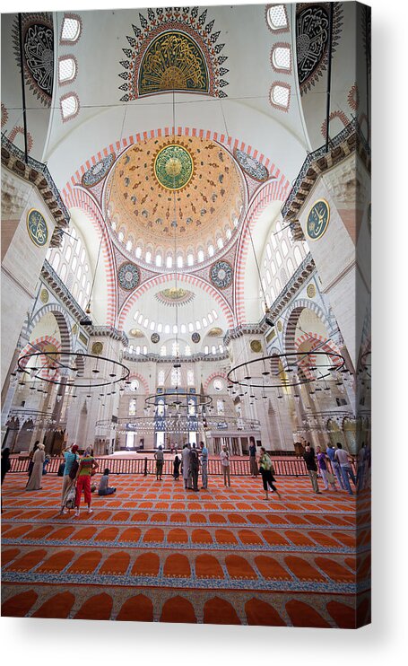 Interior Acrylic Print featuring the photograph Suleymaniye Mosque Interior in Istanbul by Artur Bogacki