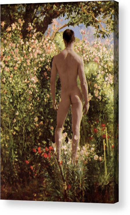 Summer Day In The Garden Acrylic Print featuring the painting Summer Day in the Garden  by Troy Caperton