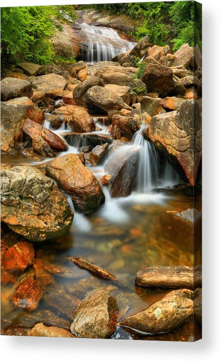 Graveyard Fields Acrylic Print featuring the photograph Summer Morning At Lower Falls by Carol Montoya
