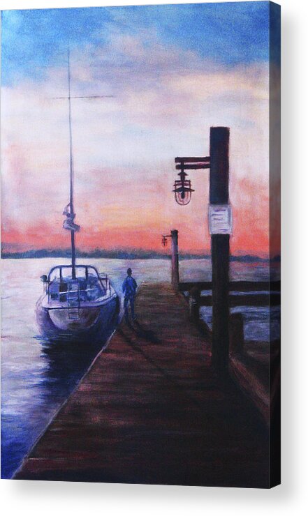 Watercolor Acrylic Print featuring the painting Sunset at Rocky Point by Sher Nasser