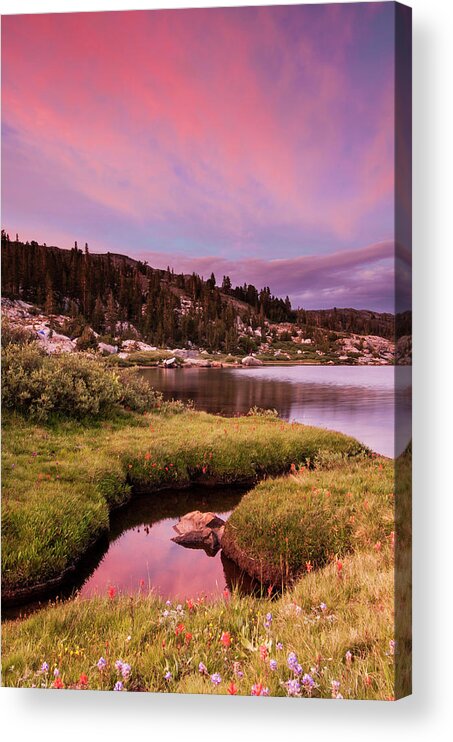Ansel Adams Wilderness Area Acrylic Print featuring the photograph Sunset At Thousand Island Lake, Ansel by Josh Miller Photography