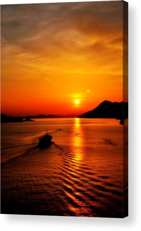 Croatia Acrylic Print featuring the photograph Sunset In Dubrovnik Croatia by Doc Braham