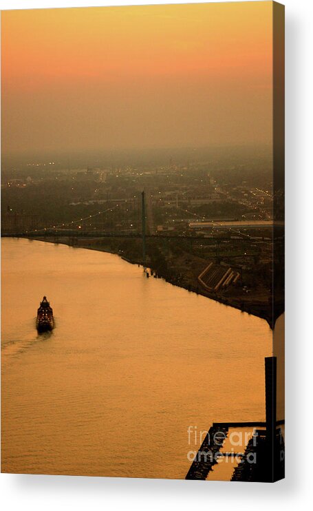 River Acrylic Print featuring the photograph Sunset On The River by Linda Shafer