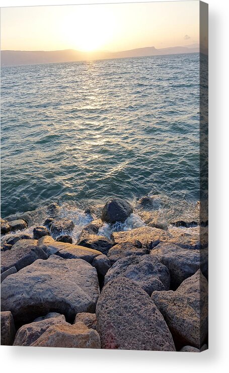 Sunset Acrylic Print featuring the photograph Sunset over the Sea of Galilee by Rita Adams