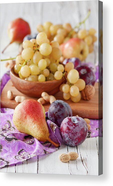 Plum Acrylic Print featuring the photograph Sweet Fresh Fruits by Oxana Denezhkina