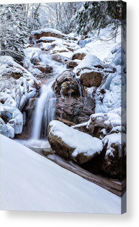 Dry Brook Acrylic Print featuring the photograph Swiftwater Falls Winter by Jeff Sinon