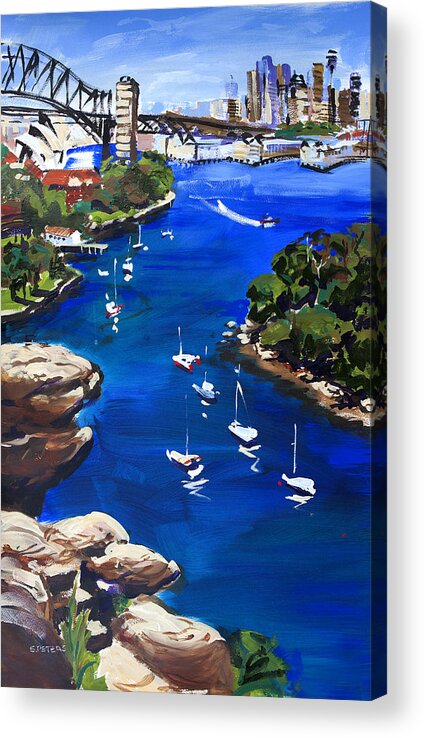 Sydney Acrylic Print featuring the painting Sydney Harbour Boats by Shirley Peters