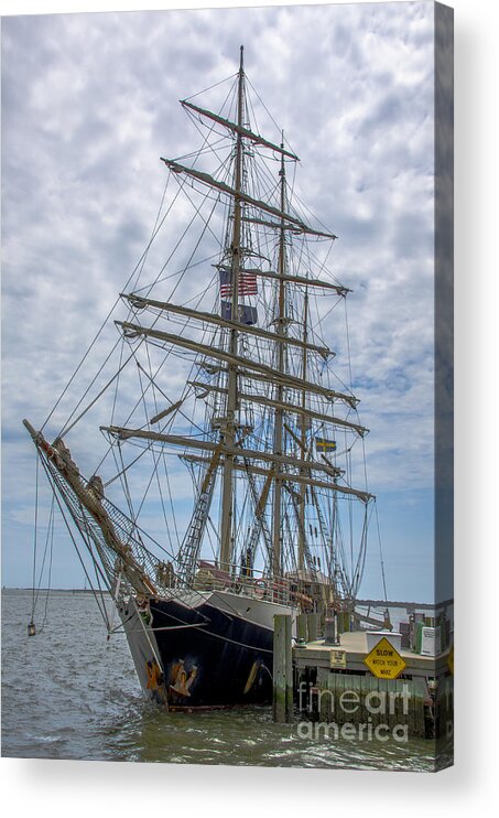 Tall Ship Gunilla From Sweeden Acrylic Print featuring the photograph Tall Ship Gunilla Vertical by Dale Powell