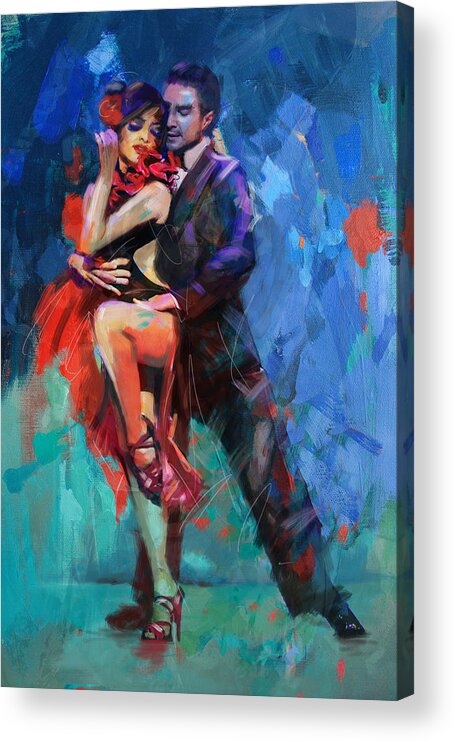 Jazz Acrylic Print featuring the painting Tango 5 by Mahnoor Shah