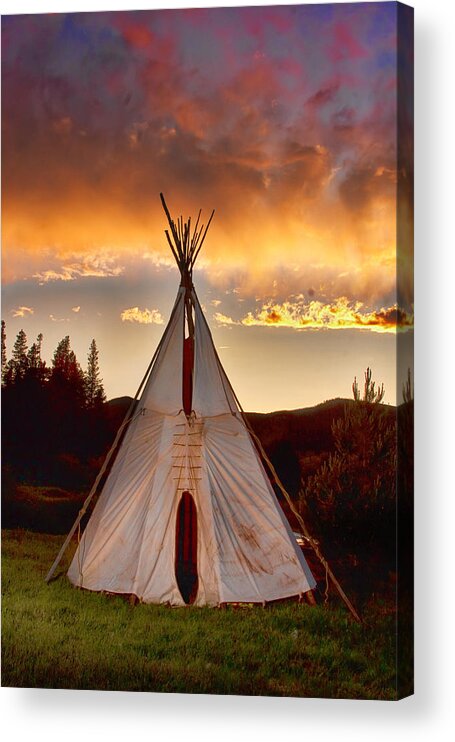 Teepee Acrylic Print featuring the photograph Teepee Sunset Portrait by James BO Insogna