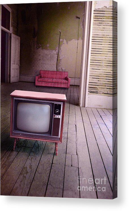Television Acrylic Print featuring the photograph Television in old abandoned building by Jill Battaglia