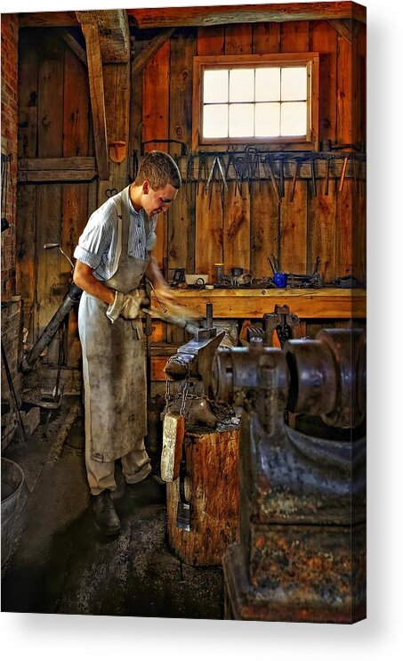 Blacksmith Acrylic Print featuring the photograph The Apprentice HDR by Steve Harrington