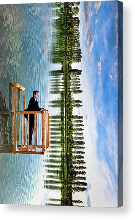 Conceptual Acrylic Print featuring the photograph The Balcony (tribute To P. Ramette) by Christophe Kiciak