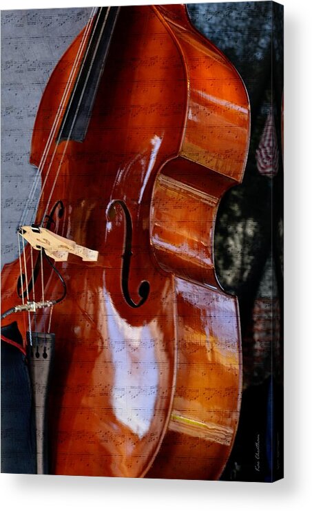 Bass Fiddle Acrylic Print featuring the mixed media The Bass of Music by Kae Cheatham