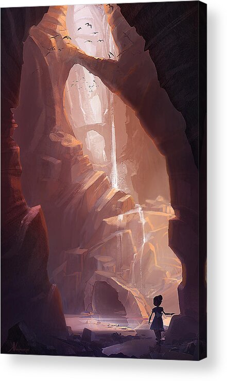 Canyon Acrylic Print featuring the painting The Big Friendly Giant by Kristina Vardazaryan