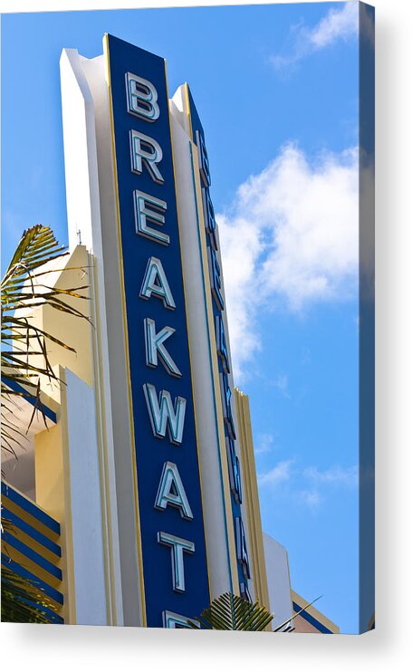 Breakwater Hotel Acrylic Print featuring the photograph The Breakwater Neon Sign by Ed Gleichman