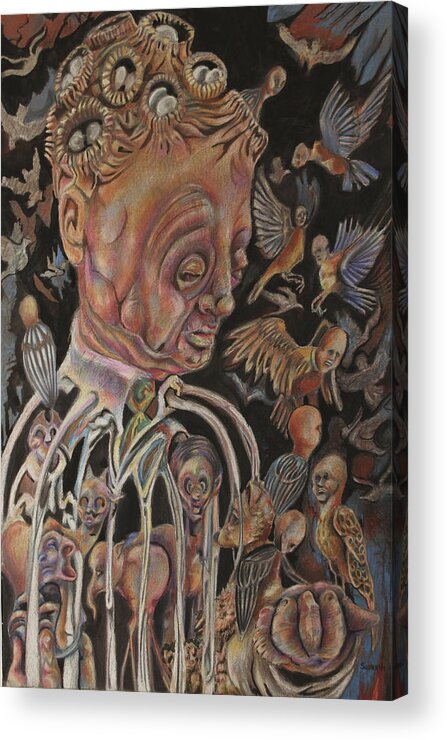 Surreal Acrylic Print featuring the drawing The Charismatic Qualities of Mr. Jack Downsby by Michael Sienerth