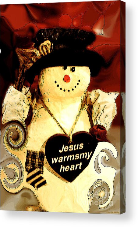 Snowman Acrylic Print featuring the photograph The Christmas Snowman by Mary Jane Armstrong